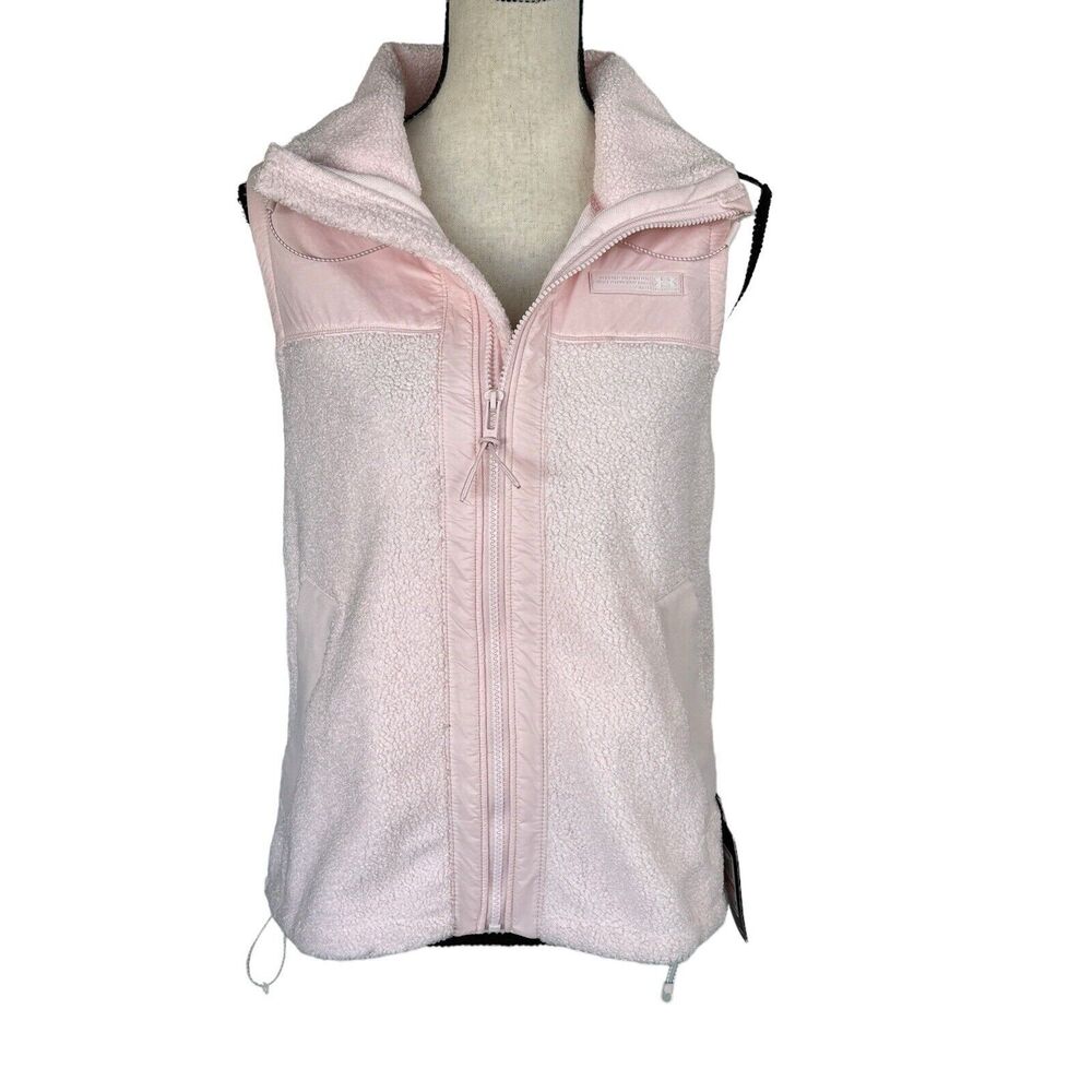 Under Armour Mission Boucle Loose Fit Vest Full-Zip Sleeveless Pockets Pink New